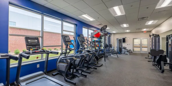 Workout room with treadmills