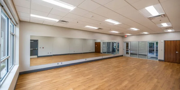 Dance studio with mirror wall