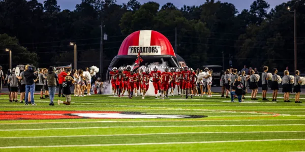 Players running on the field